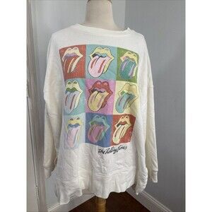 The Rolling Stones Sweatshirt Womens Large Crew‎ Concert Graphic Pullover